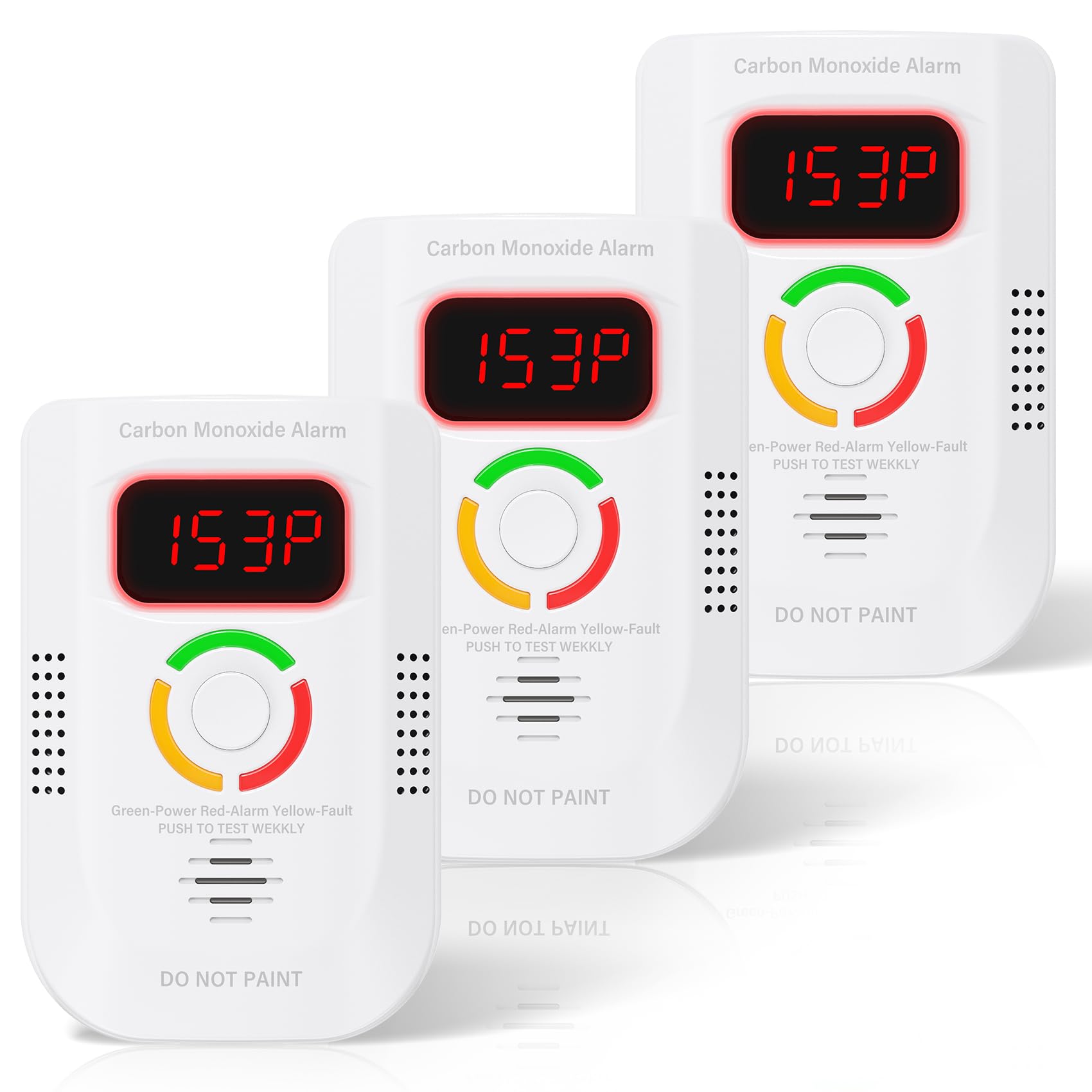 Photo 1 of 3 Pack Carbon Monoxide Detector, Plug-in Wall Carbon Monoxide Alarm, Portable Carbon Monoxide Detector with Digital Display LED, CO Alarm Monitor with Audible and Visual Alarm Test Mute Button