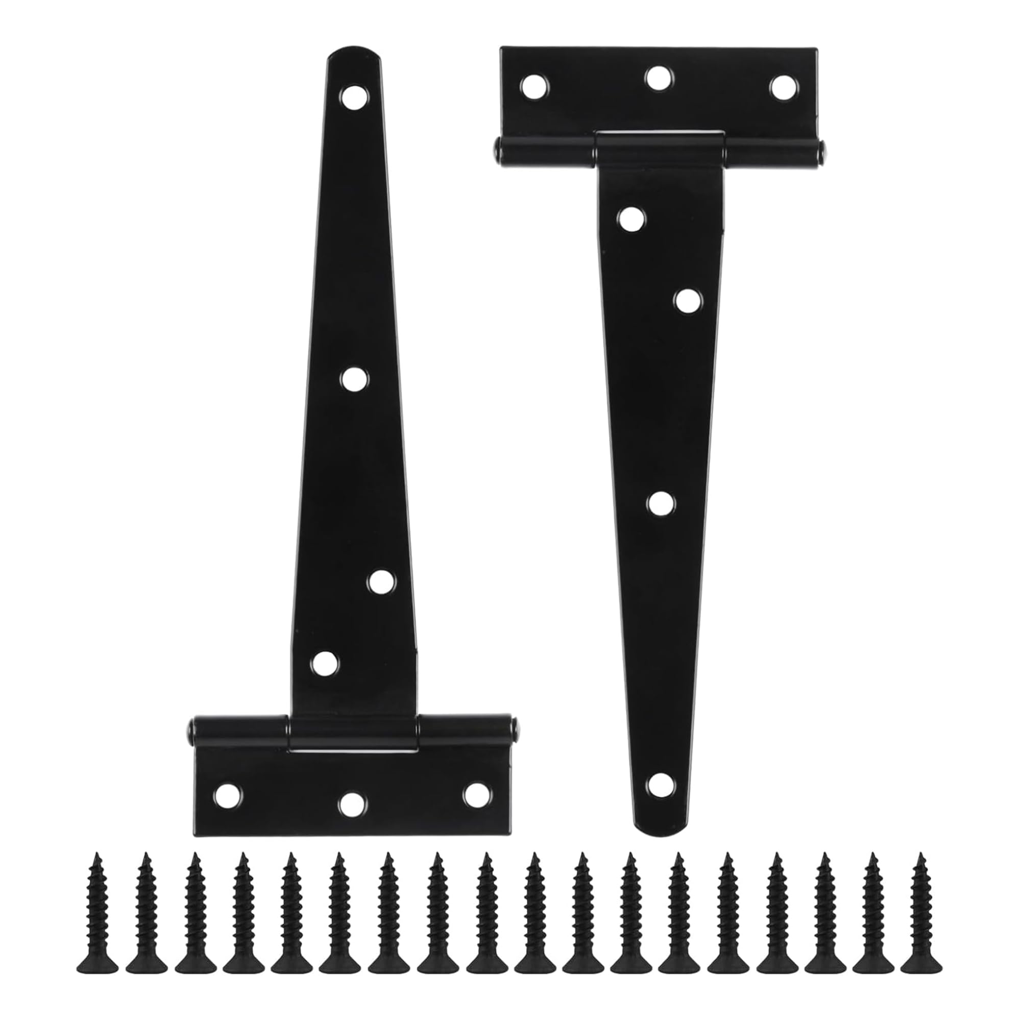Multipack T-Hinges with Screws, Heavy Duty T-Strap Gate Hinges, Black Coated Metal Tee Hinges, Rustproof and Weather Resistant for Shed Doors, Barn Doors, Wooden Gates, and Fences. (400mm (16"))