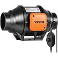 VEVOR Inline Duct Fan, 4-Inch 200 CFM with Variable Speed Controller, Quiet AC-Motor Ventilation Exhaust Fan for Cooling Booster, Grow Tents, Hydroponics