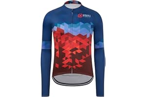 GCRFL Winter Men's Cycling Jersey Long Sleeve Cold Weather Cycle Tops Cycling Jacket Thermal Fleece Bike Shirts Zipper Pocket