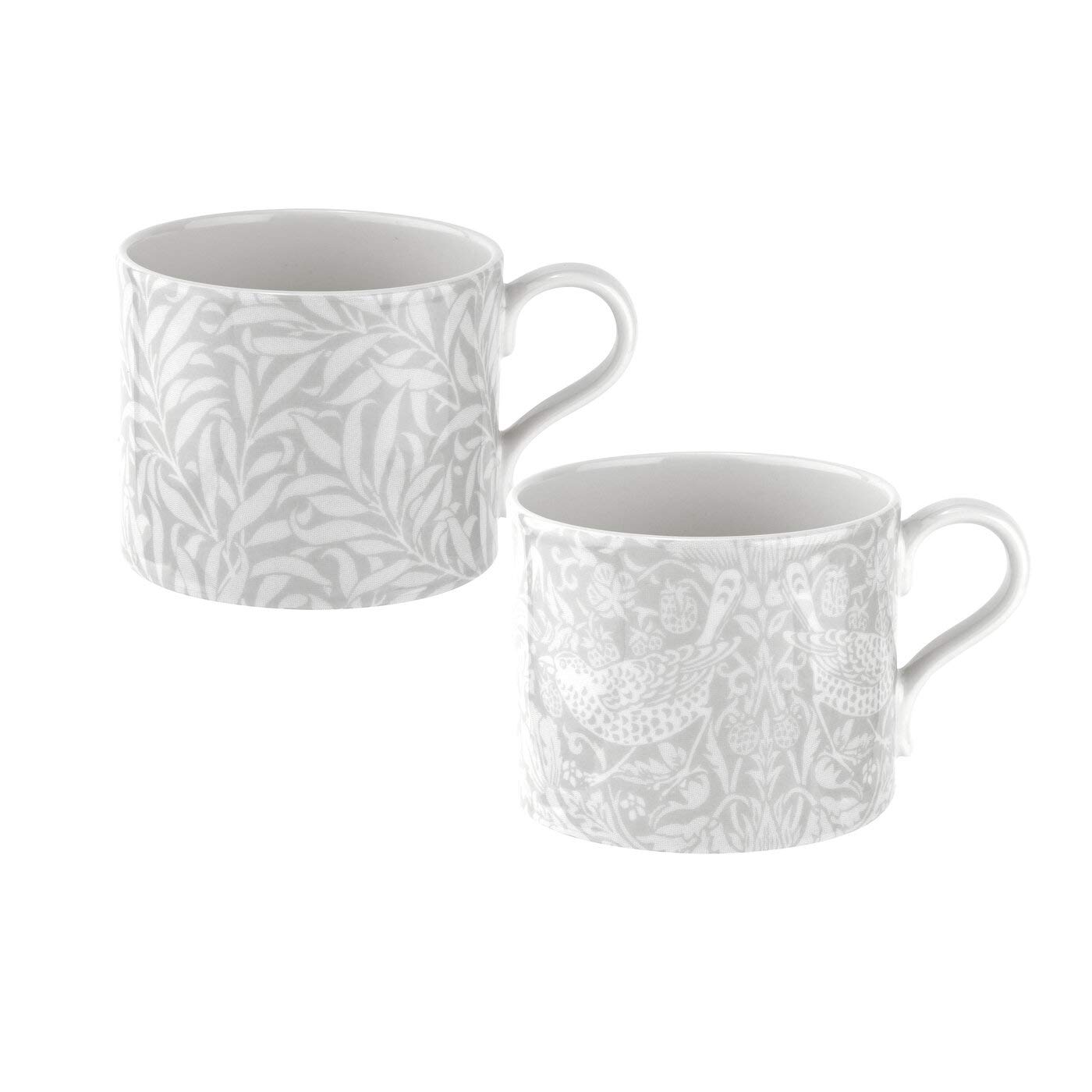 Spode PUMA8726-XG William Morris Strawberry Thief and Willow Bough Mugs, Set of 2, Ceramic, Grey