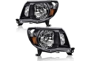 GRAND ORANGE Headlights Assembly Compatible with Toyota Tacoma 2005 2006 2007 2008 2009 2010 2011 Bumper Headlamp Clear Lens Chrome Housing Amber Reflector, 8111004163, TO2503157, 8115004163