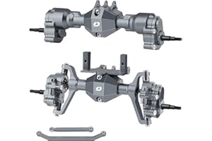 DashRC Aluminum Portal Axles Set for 1/18 RC Rock Crawler Redcat Ascent-18 – Front & Rear Axles with Steel Gears, Aluminum Housing, Servo Mount & Steering Links Upgrade Kit