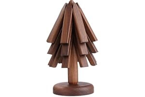JHHJIFY Walnut Tree Coasters Set of 3, Foldable Natural Wood Tree Trivet, Tree Design Hot Pads for Kitchen, Office Desk, Restaurant Cafe Coaster or Decoration