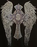 Ex-large Angel Wing with Cross Favorite Rhinestone Transfer