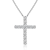 JSGEMSLEE 14K Gold Plated Cross Necklace for Women Silver Gold Cubic Zirconia Cross Pendant Necklace for Women Girls Dainty Cross Chain Necklace Jewelry Gifts for Women