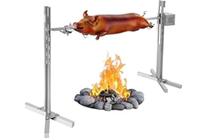 GAGALAYONG Gagalayo Outdoor Electric Rotisserie Grill Kit Large Rotisserie Spit Roaster Grill Rod BBQ Rotisserie Kit Stainless Steel BBQ Gril with 110V Electric Motor for Outdoor Pig Rotisserie Campfire Barbecue