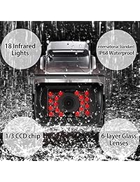 Dual Backup Camera with Monitor Kit System(12-24V) 7" HD Monitor Reversing +2 Rear View 170° Wide Angel Night Vision Waterproof,18 Infrared Lights Camera Fit for Trucks RV Van Campers Vehicles.