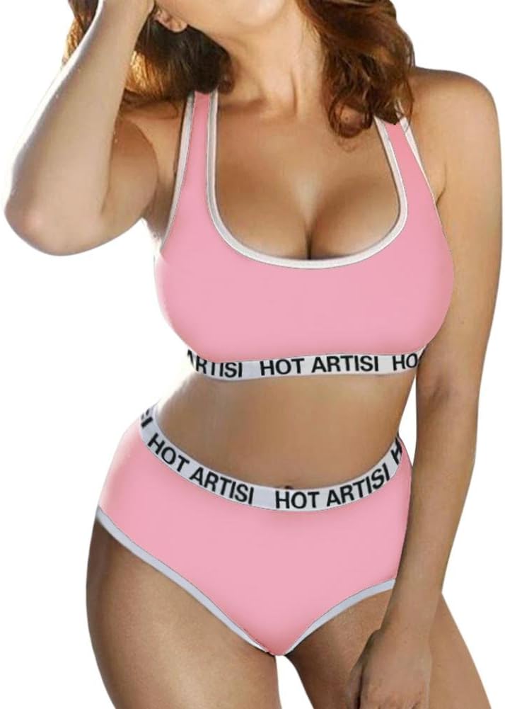 Women's Underwear Set Sexy Gathered Shockproof Sports Two-Piece Lingerie Bikinis Sets,Bra and Short Set