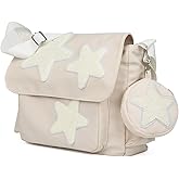 Valleycomfy Messenger Bag,Canvas Messenger Bag with Star Purse,Crossbody Bag for Women