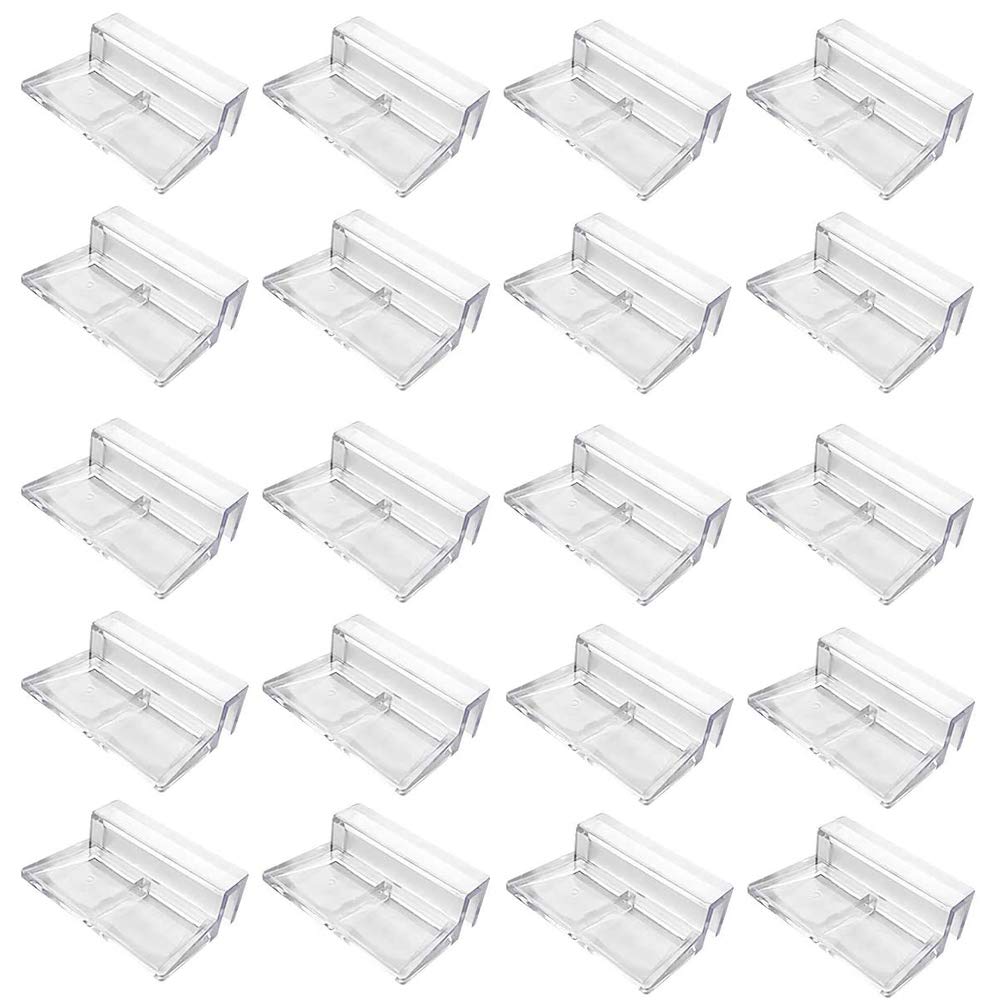 Seully 20 Pcs Fish Tank Glass Cover Clips, Acrylic Support Holder, Universal Lid Clips, Suitable for 5-6mm Glass, Clear