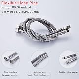 Heable Pack of 2 Kitchen Basin Monobloc Mixer Tap Connectors 700mm Tail view 3