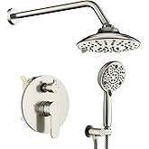EMBATHER Shower Faucets Sets Complete, with 3 Setting High Pressure Shower Head Combo, Bathroom Wall Mounted Rainfall Shower System Fixtures with 8-Mode Handheld Spray, Brushed Nickel