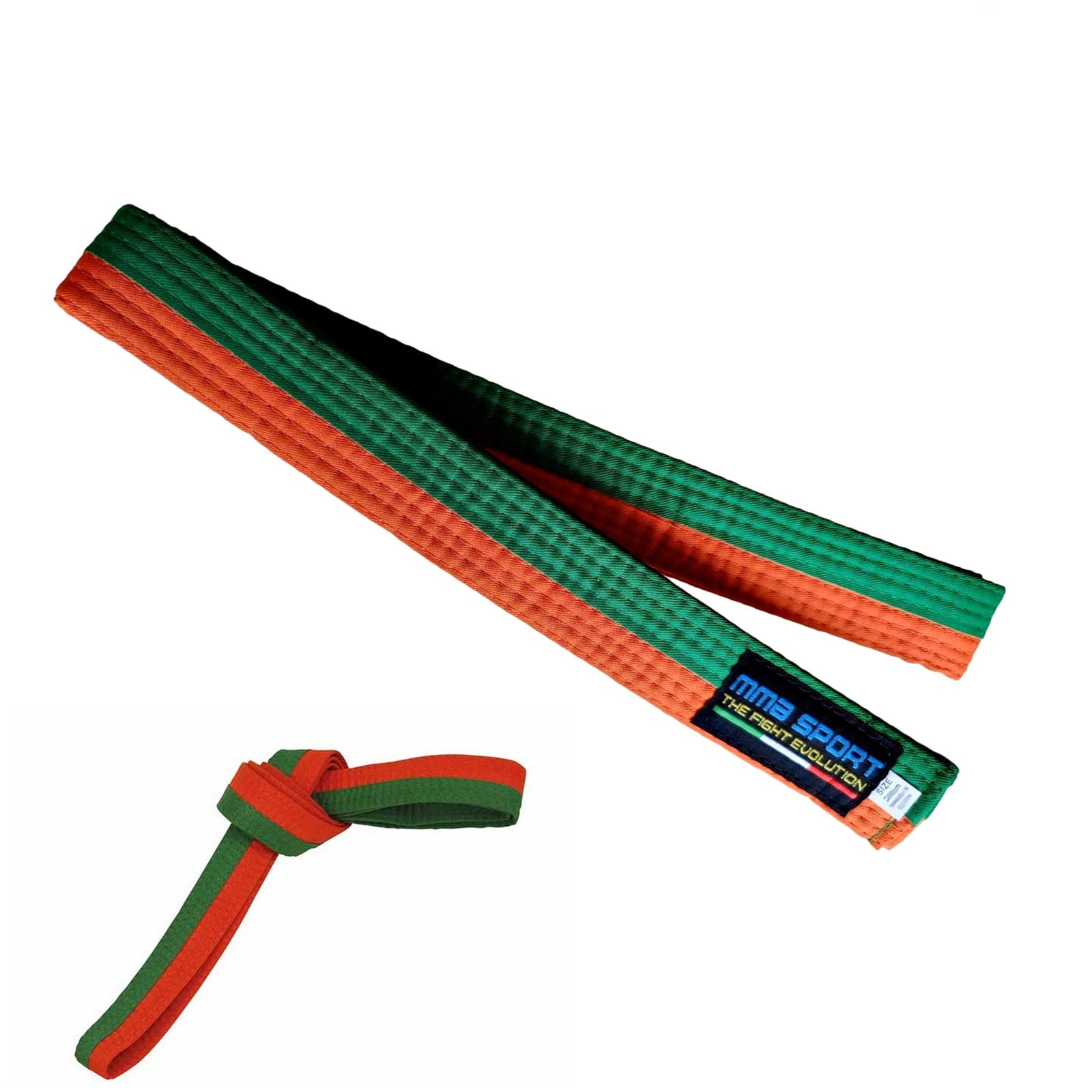 mmasport Judo Aikido Taekwondo Martial Arts Cotton Karate Belt (260 cm, Orange/Green) — image 1