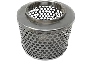 Gloxco 4" Suction Strainer, Round Hole, Stainless Steel (STR-RH400)