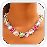 CLOACE Colorful Crystal Choker Necklace Sparkly Rhinestone Chokers Necklaces Chain Party Prom Neck Jewelry for Women