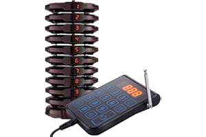 YYCALLING Pager System,Restaurant Buzzers Long Range,Set Vibration,10 Coaster Pagers for Hospital,Kitchen,Medical Office,Nursery