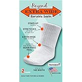 Extra Wide Bariatric Socks - Made in USA, for Extreme Lymphedema. Stretches up 30" (2 Pairs)