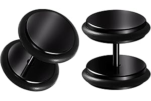 BIG GAUGES Pair of Black Anodized ฺBlack O-Rings Piercing Jewelry Fake Ear Plug Cheater Earring Lobe