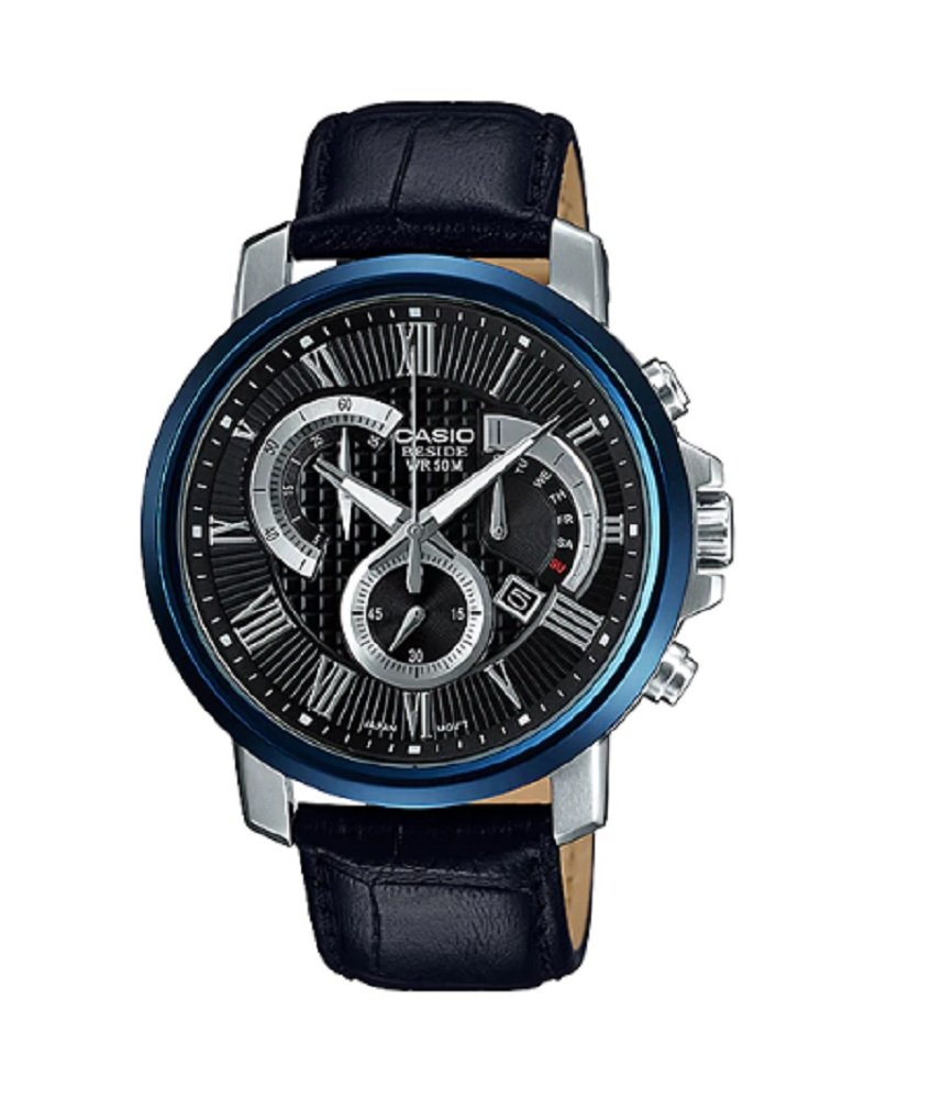 Casio BEM-520BUL-1AV Men's Black Leather Beside Series Watch- Buy Online in  Burundi at burundi.desertcart.com. ProductId : 43252633.