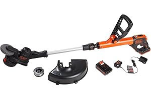 BLACK+DECKER 20V MAX Cordless String Trimmer and Edger with Spool, Battery and Charger Included, 2 Speed, 12 Inch (LST522)
