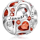 PHRUKAR Birthstone Charm for Charm Bracelet, 925 Sterling Silver Infinity Love Heart Bead Charm for Bracelet and Necklace, Happy Birthday Mother's day Christmas Jewelry Gifts for Women