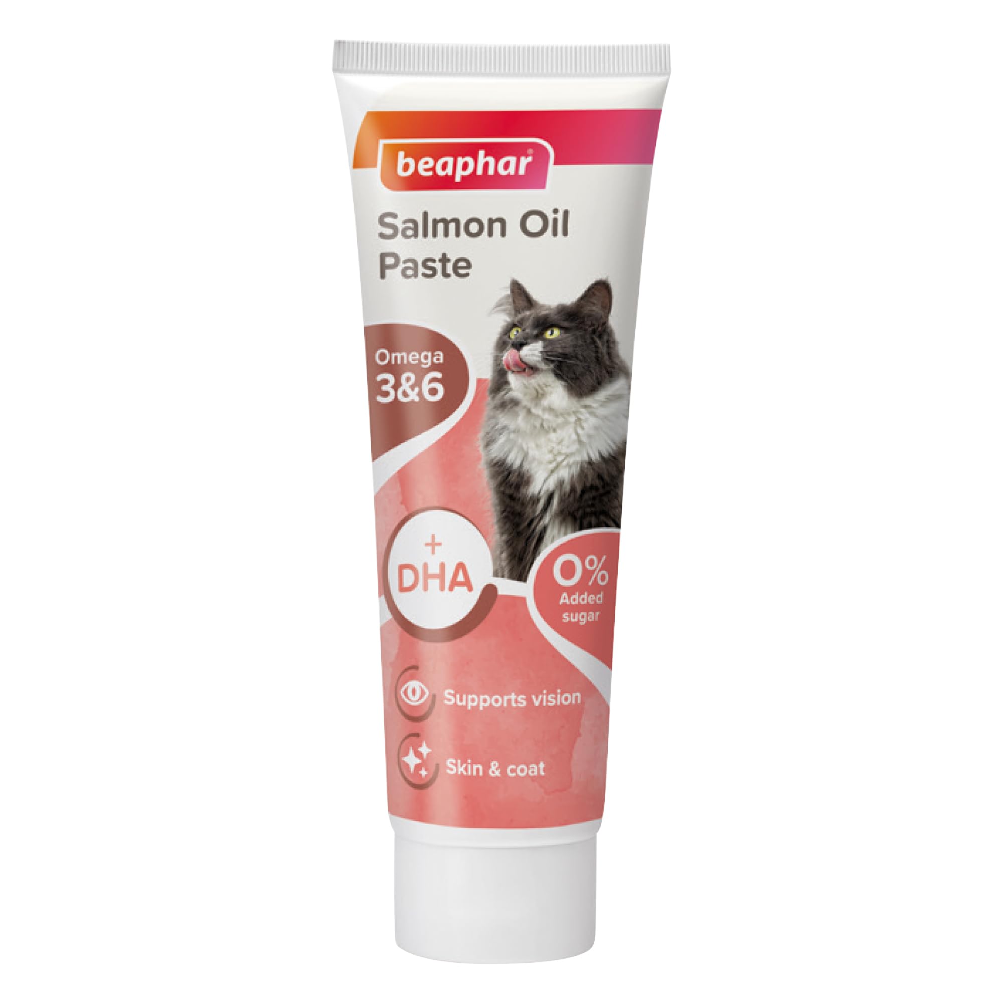 Beaphar - Salmon Oil Paste for Cats - Promotes Glossy, Shiny Coat - Supports Vision & Overall Health - Contains Omega 3 & 6, and DHA – Sugar & Grain-Free – Treat For Cats of All Ages & Breeds - 100g