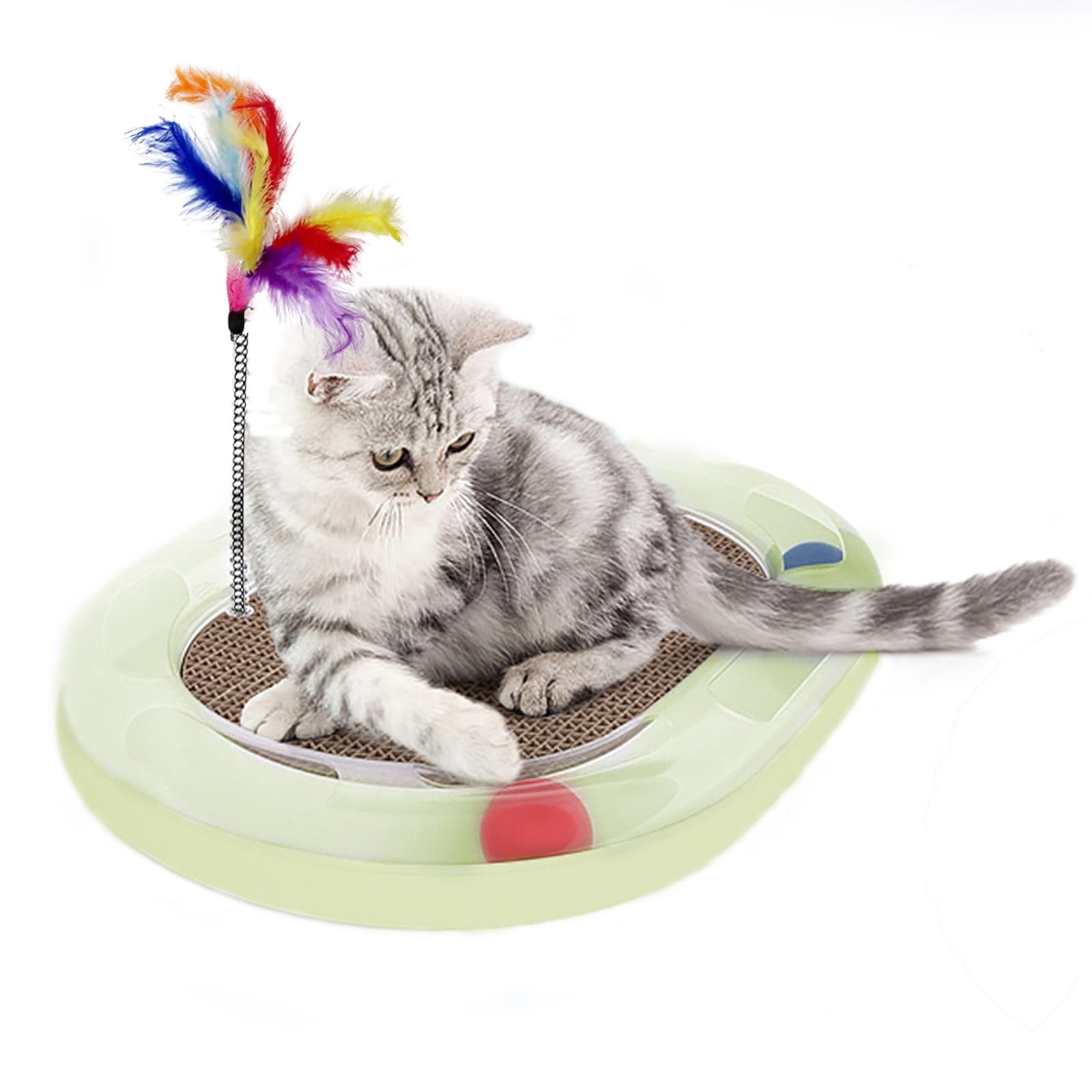PETCUTE Cat Toy Lounge cardboard scratcher cat ball toy with mouse and spring