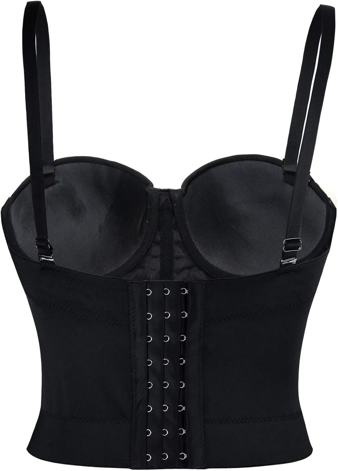 Charmian Women's Spaghetti Straps PU Leather Bustier Crop Top: Clothing