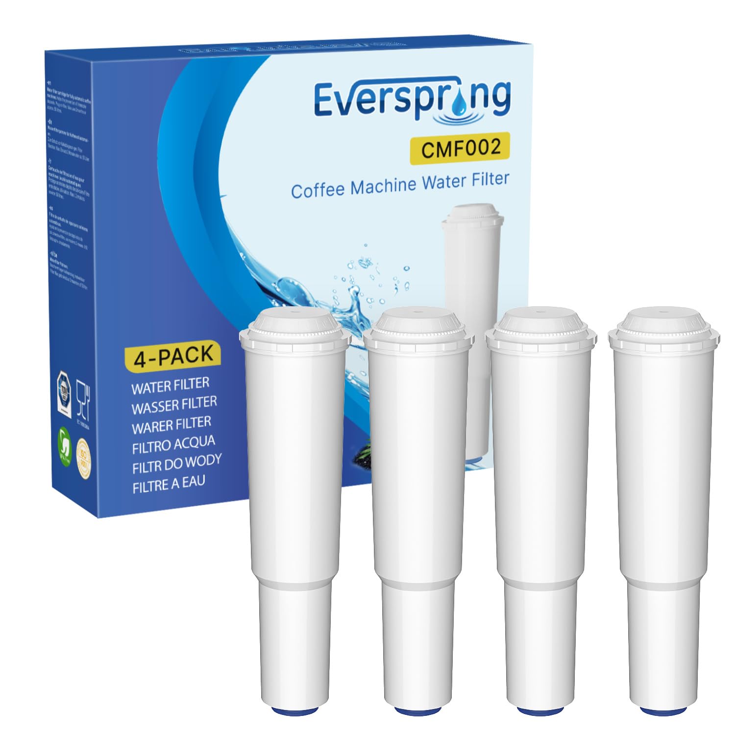 EVERSPRING Coffee Machines Water Filter Compatible with Jura White 60209 68739 62911, Including Various Nespresso Models,4pieces