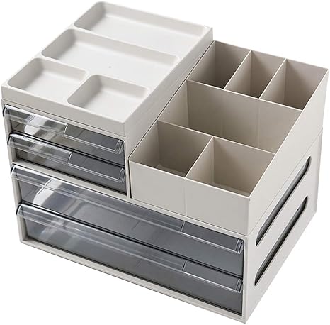 Amazon Co Jp 収納ボックス 透明 引き出し型 大容量 仕切りデザイン 卓上 文房具収納 事務用品 文書収納ボックス 多層重ね 取り外し可能 多機能 収納ケース 小物入れ おしゃれ カーキ 文房具 オフィス用品