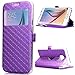SailsON Electronics Samsung Galaxy S6 Case Leather Wallet PU Case Flip Cover Built-in Card Slots View Window Stand Holder Function Phone Protective For Samsung Galaxy S VI, Purple