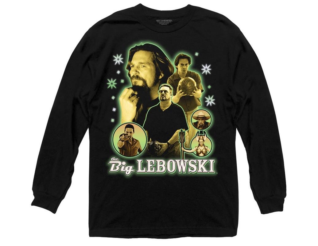  Big Lebowski Adult Unisex Neon 90's Bowling Collage Light Weight Crew T-shirt