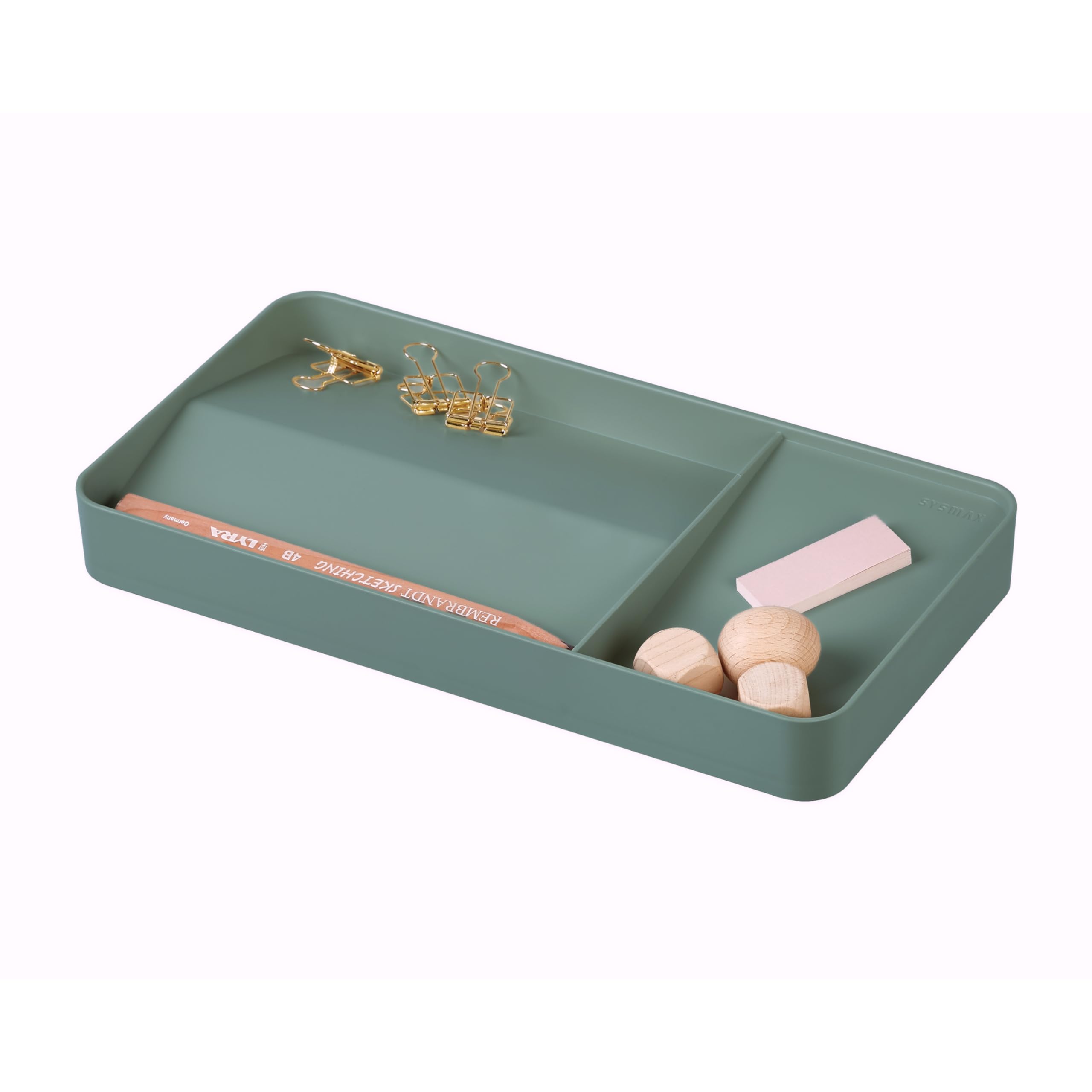 BLUE GINKGO Desk Tray – Korean-Made Organizer for Notes, Pens, Pencils, and Accessories (Double-sided, Green)