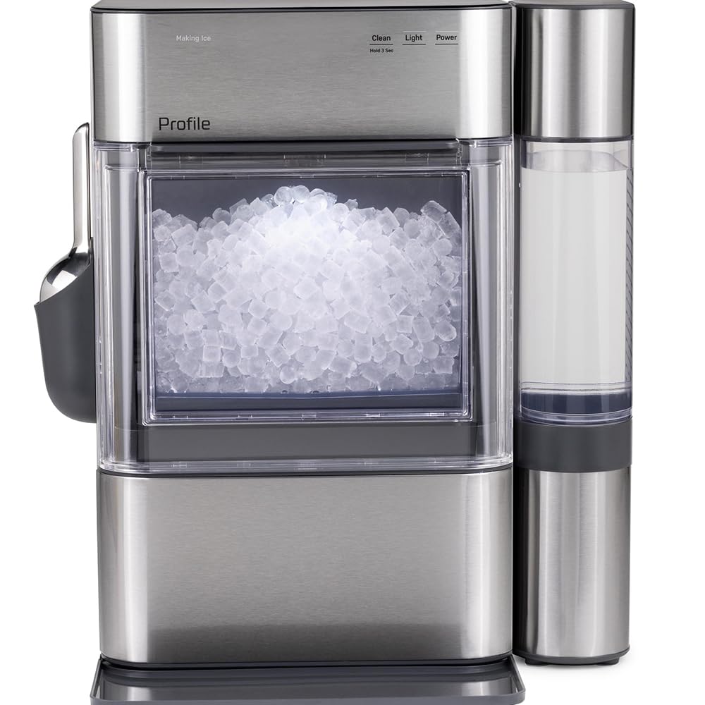 Photo 1 of GE Profile Opal 2.0 Ultra Nugget Ice Maker with Side Tank and Scale Inhibiting Filter, Scoop Included, 38 lbs in 24 Hours, Pellet Ice Machine with WiFi & Smart Connected, Stainless Steel