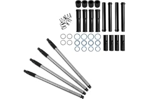 BST BSSP Complete Adjustable Pushrods & Cover Kit Black Push Rod Kits Set Replacement for 1999-2017 Harley Davidson Twin Cam 