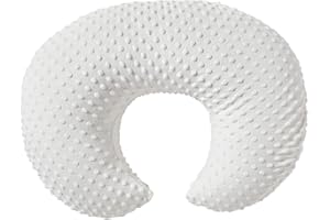 QUENESS Nursing Pillow Cover Breastfeeding Pillow Cases Minky Dot Slipcover (White)