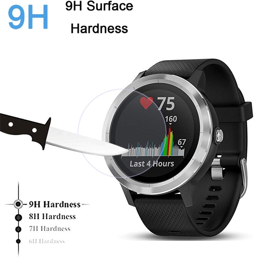 Youniker 3 Pack Compatible with Garmin Vivoactive 3 Screen Protector Tempered Glass for Garmin Vivoactive 3 Screen Protectors Foils Glass 9H 0.3MM Anti-Scratch Anti-Fingerprint No Bubble - Image 5