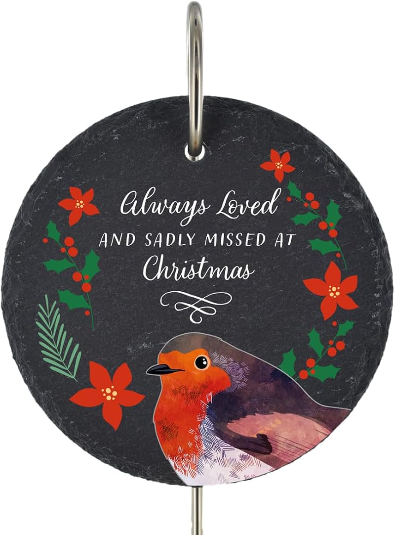 Global Designs Christmas Robin Grave Stick Marker Plaque 25x11cm