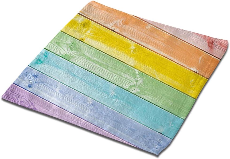 2-Pack 13" Face Bath Towel Set Hand Towels and Washcloths Microfiber Dish Cloth, Wooden Planks in Rainbow Colors Rural Rustic Home Cottage Theme Summer Shades Print