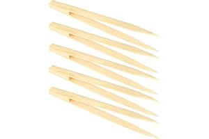 ZEYUXXRUR 5X Pointy Tip Bamboo Straight Tweezer Tea Tong Handy Tool