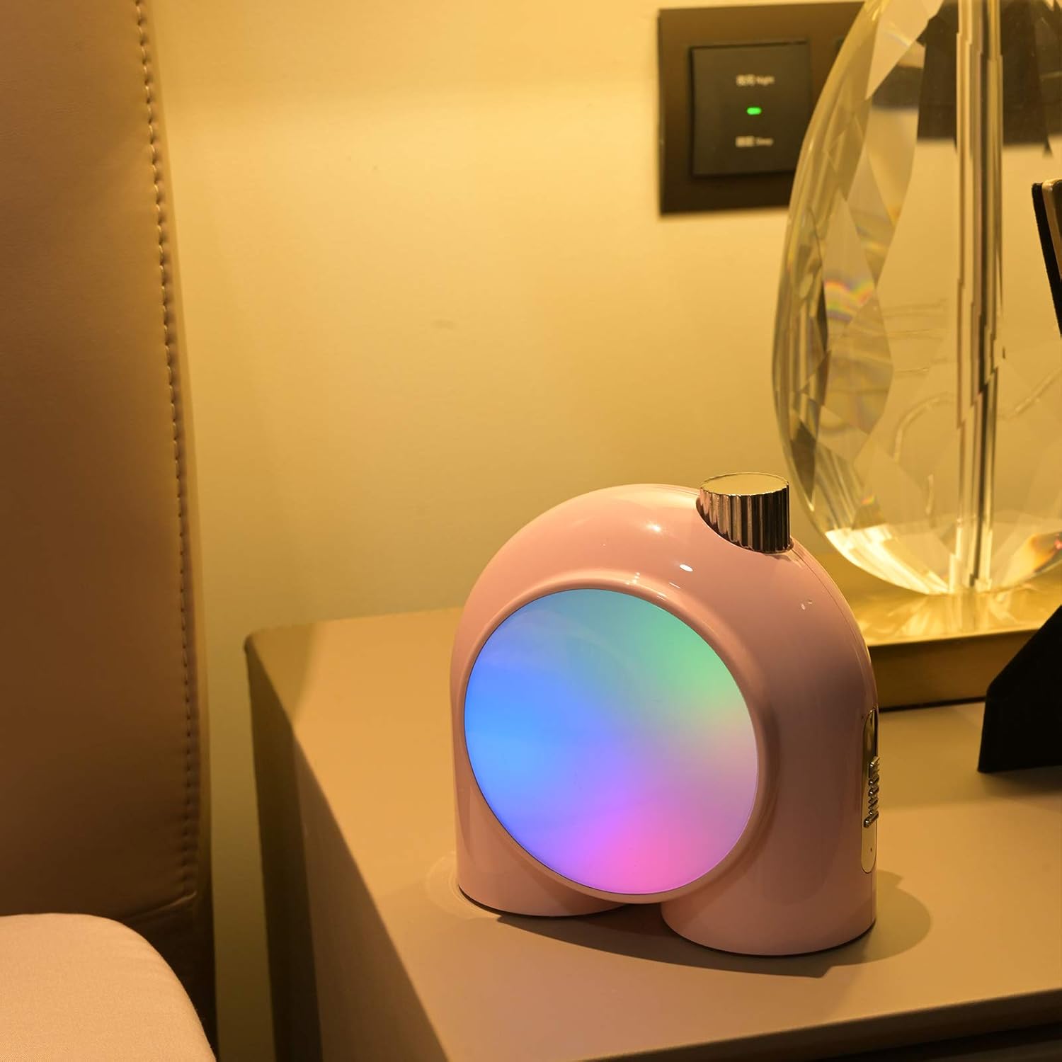 Divoom Planet-9 Smart Mood Lamp, Cordless Table Lamp with Programmable RGB LED for Bedroom Gaming Room Office, Pink: Home Improvement