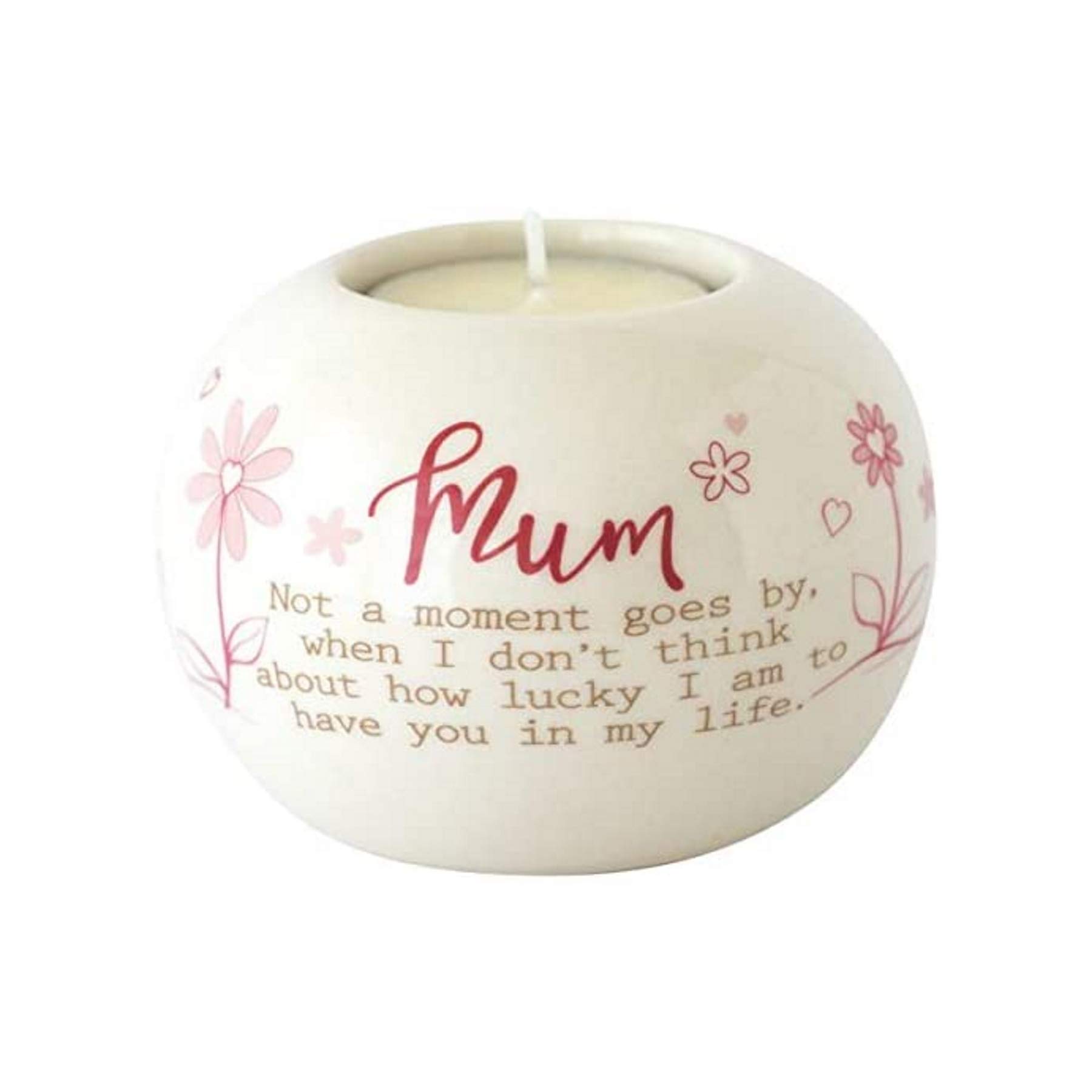 Said with sentiment Ceramic Tealight Candle Holder - Mum, off white, one size, 7224
