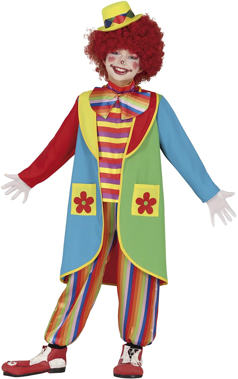 FIESTAS GUIRCA Flowy the Clown Boys Fancy Dress Costume - Colourful Clown Kids Fancy Dress Costumes Boys 5-6 years
