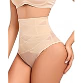 Sayiluxx Tummy Control Thong Shapewear for Women - High Waisted Shaping Underwear, Seamless Body Shaper Panties Girdle