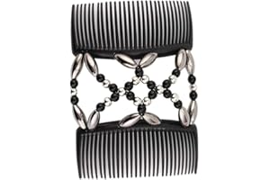 Elastic Hair Ties, Beads Hair Combs Stretchy Double Comb Hair Clips Elastic Hairpins Accessories