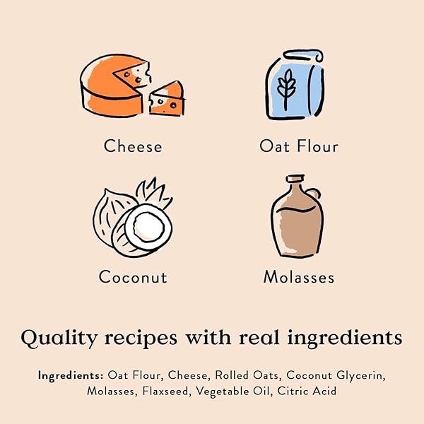 BOCCE’S BAKERY OVEN BAKED CHEESE RECIPE TREATS FOR DOGS, WHEAT-FREE EVERYDAY DOG TREATS, MADE WITH REAL INGREDIENTS, BAKED IN THE USA, NATURAL SOFT & CHEWY COOKIES, CHEESE, 6 OZ