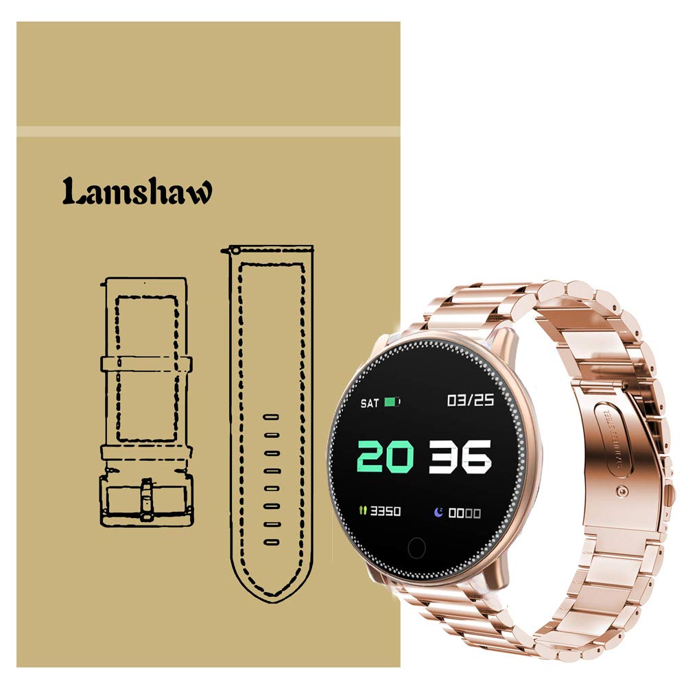 Compatible with UMIDIGI Uwatch 2 Band, LvBu Quick Release Stainless Steel Metal Replacement Straps Compatible with UMIDIGI Uwatch2 Smartwatch (Rosegold)