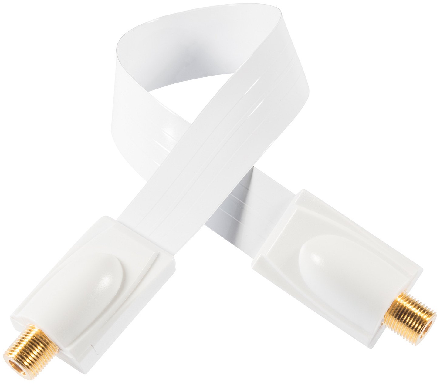 POPPSTAR 1x 52 cm SAT window feedthrough cable (very flat (0.2mm), F connector on both sides, gold-plated contacts, 2 Adhesive Pads, white