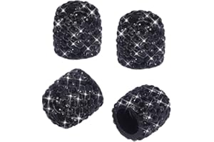 SAVORI Valve Stem Caps, 4 Pack Handmade Crystal Rhinestone Universal Car Tire Valve Caps Chrome,Attractive Dustproof Bling Ca